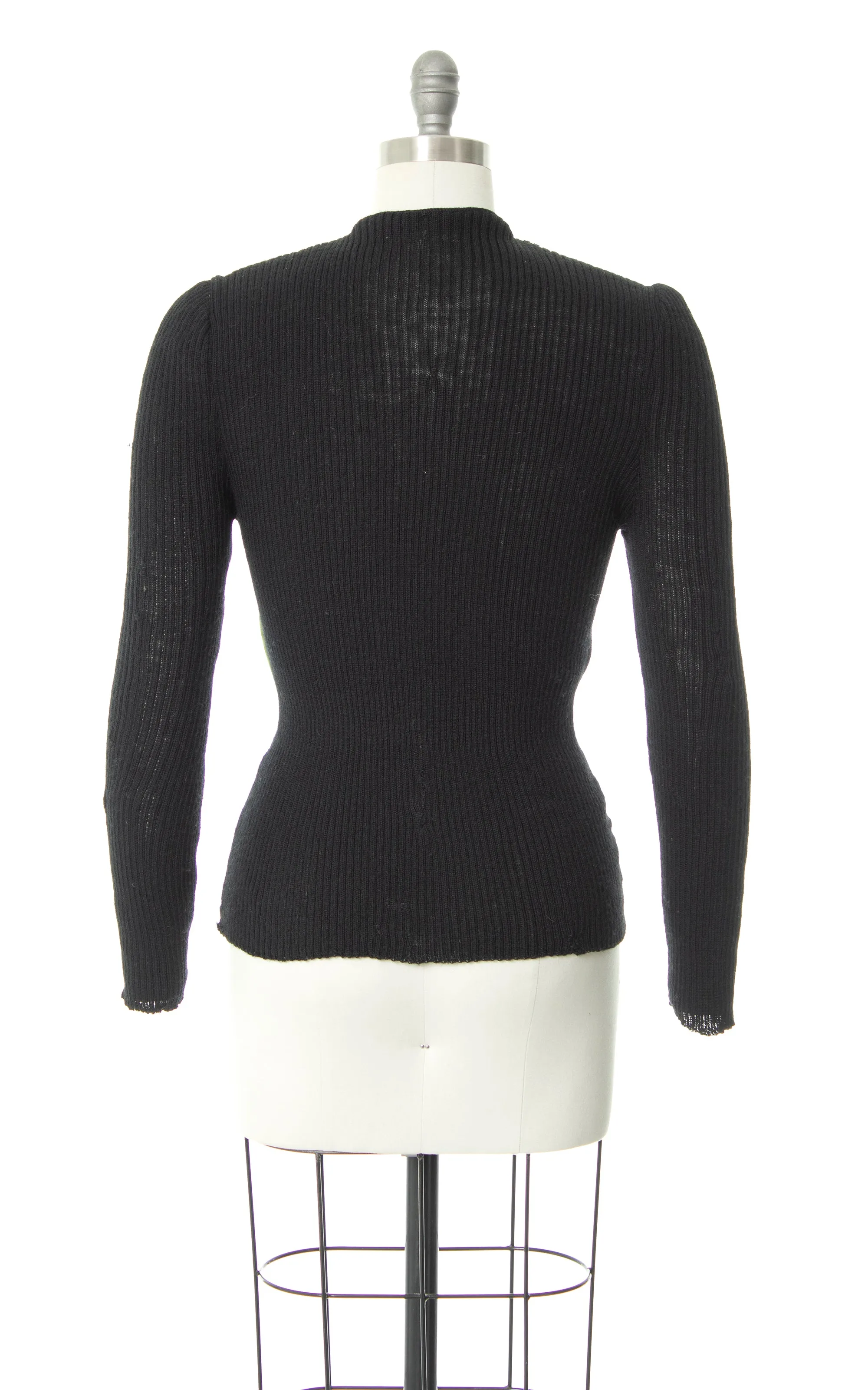 1930s 1940s Green Suede & Black Knit Wool SPORTIGAN | small/medium