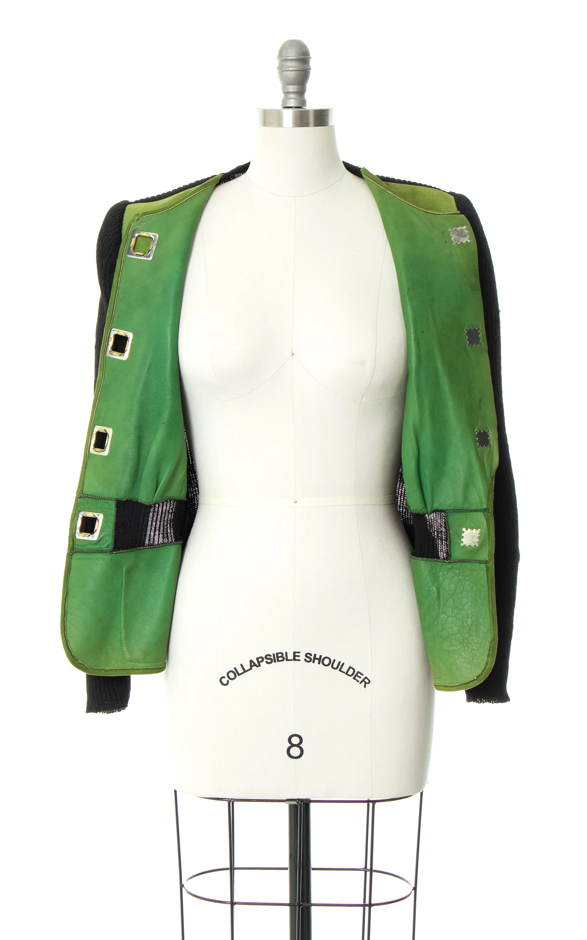 1930s 1940s Green Suede & Black Knit Wool SPORTIGAN | small/medium