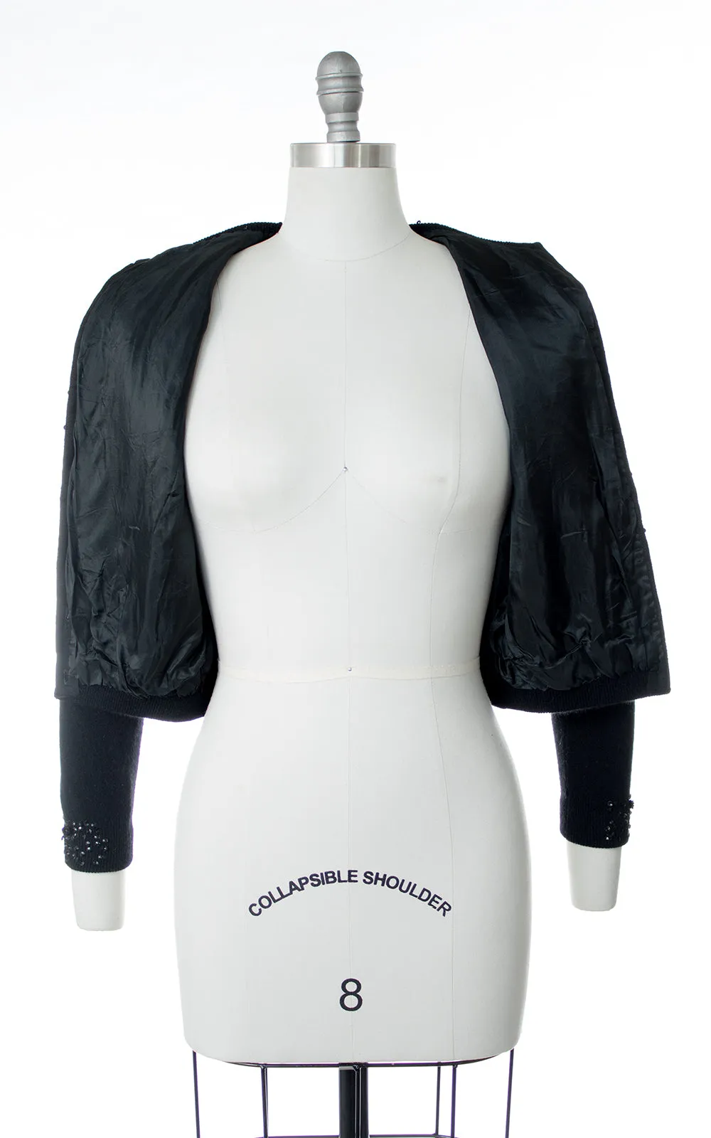 1950s Rose Sequin Beaded Wool Cardigan | small/medium