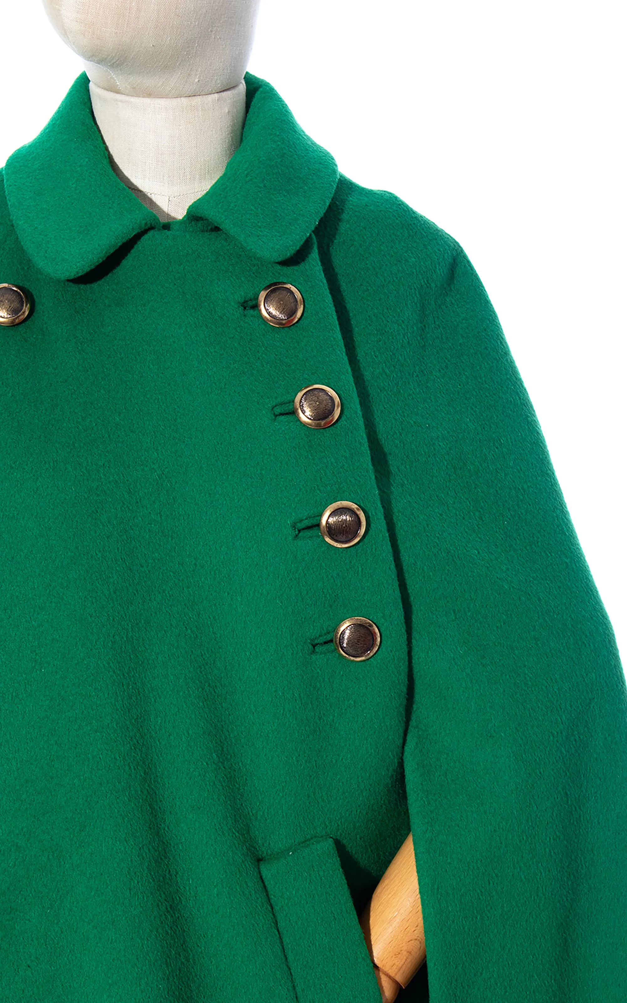 1960s 1970s Kelly Green Wool Cape | x-small/small/medium/large