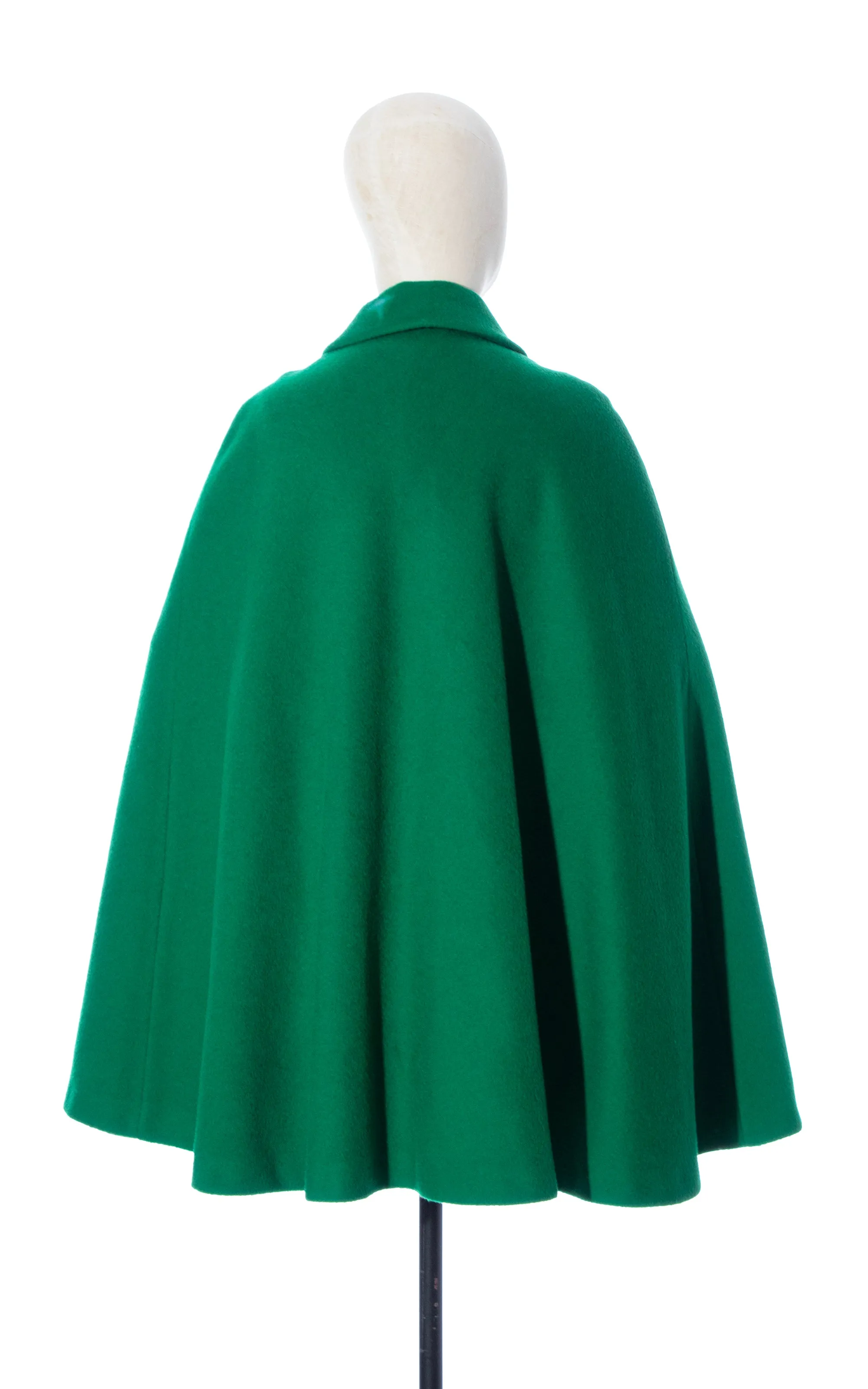 1960s 1970s Kelly Green Wool Cape | x-small/small/medium/large