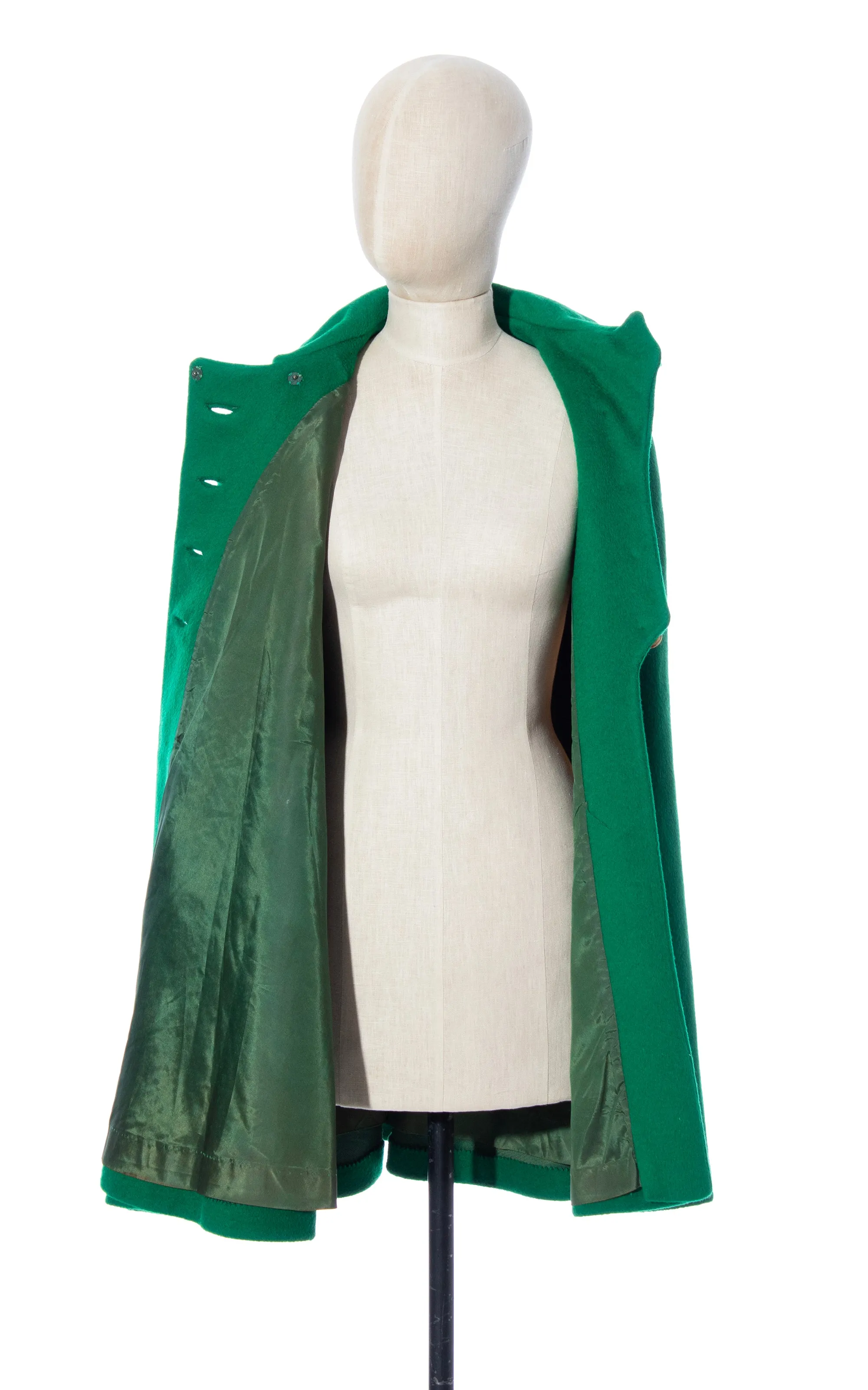 1960s 1970s Kelly Green Wool Cape | x-small/small/medium/large