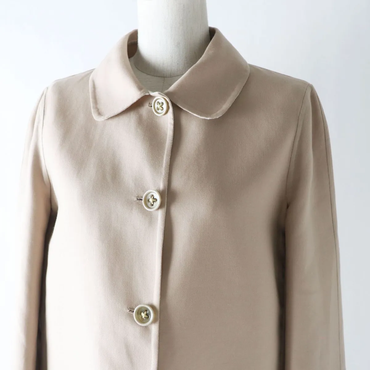 Agnona Women's Silk Wool Cotton Long Coat Beige