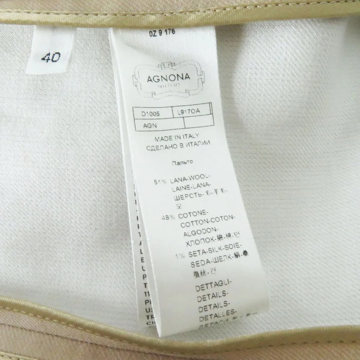 Agnona Women's Silk Wool Cotton Long Coat Beige