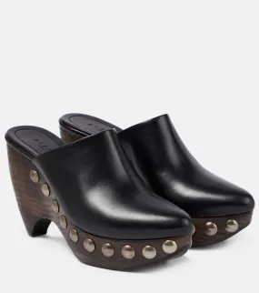 Alaia Le Sabot leather and wood pumps