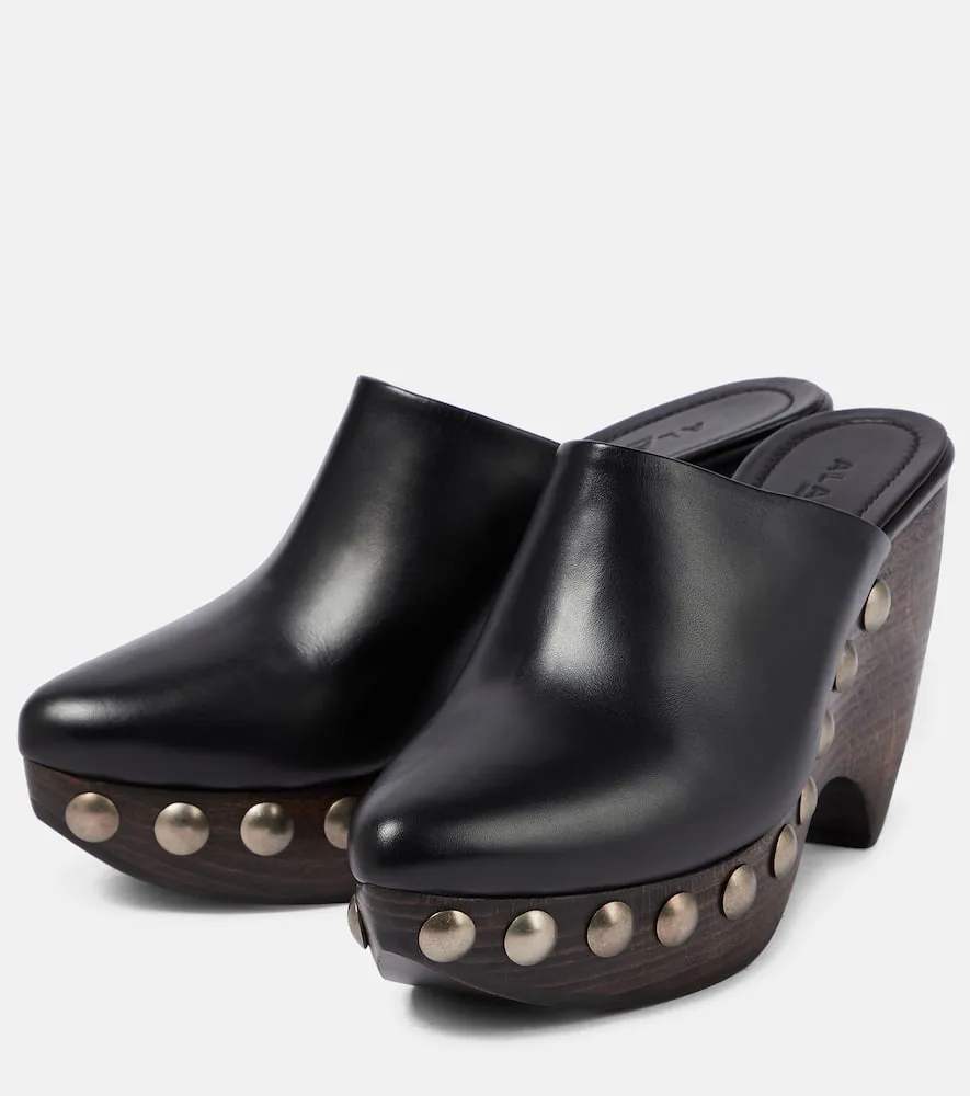 Alaia Le Sabot leather and wood pumps