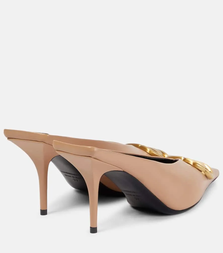 Balenciaga Square Knife 80 BB leather mules