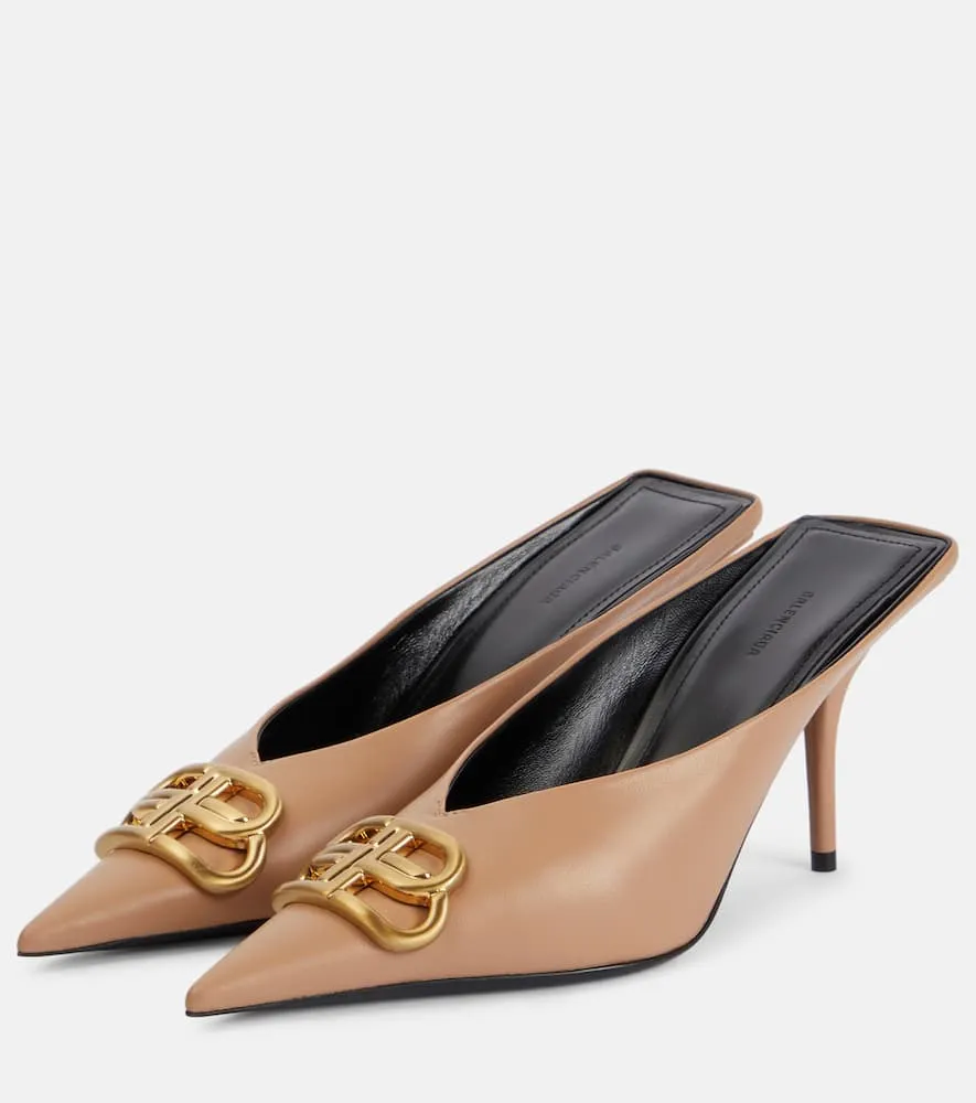 Balenciaga Square Knife 80 BB leather mules