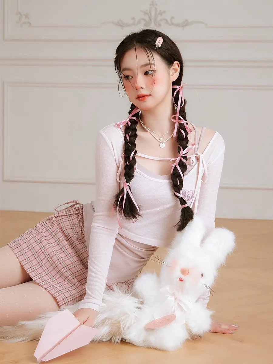 Balletcore Two-Piece Ribbed Crop Tops