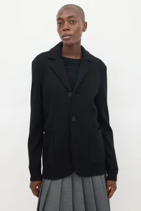 Brit Black Wool & Ribbed Sleeve Jacket