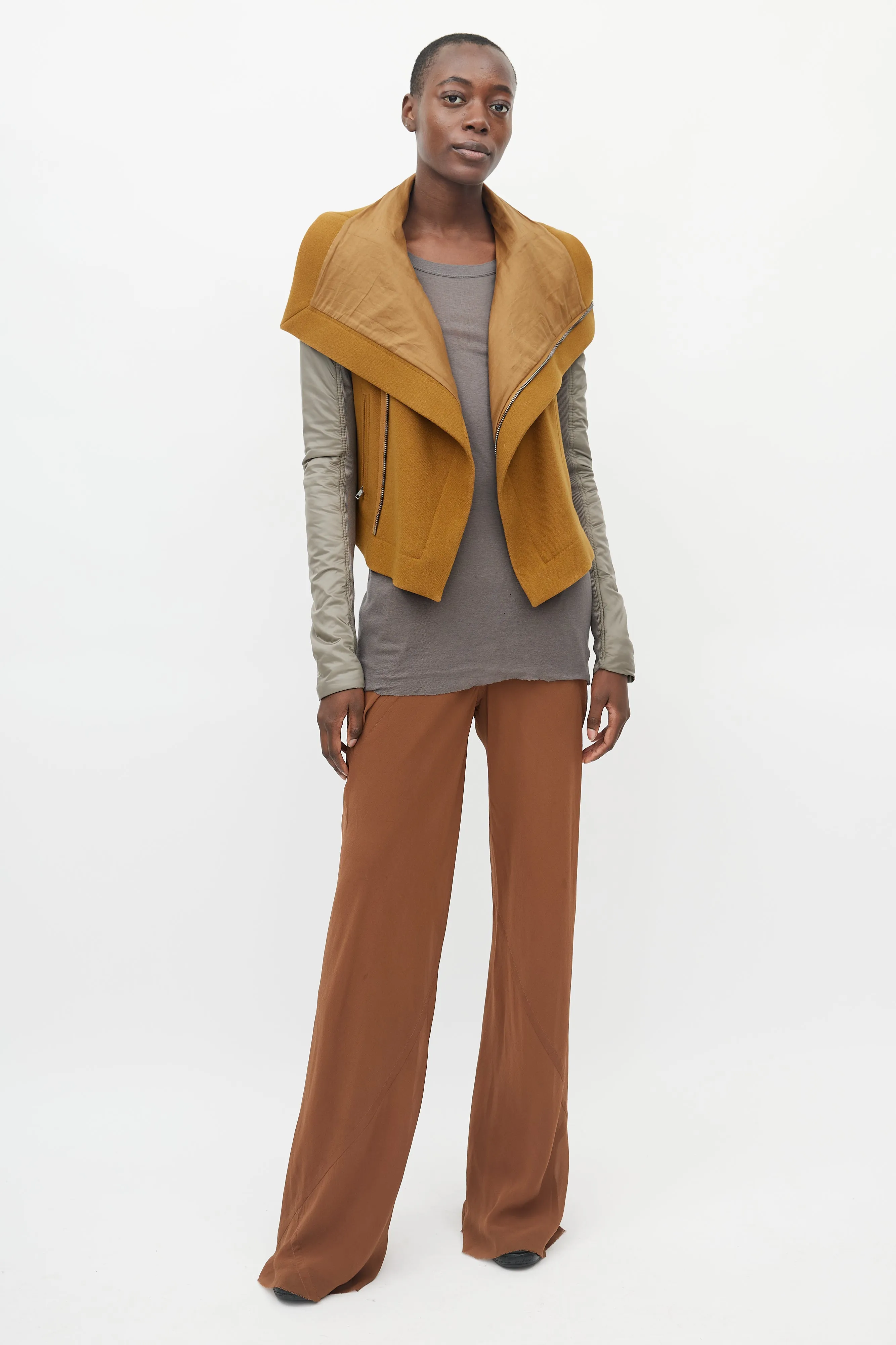 Brown & Taupe Wool Nylon Jacket