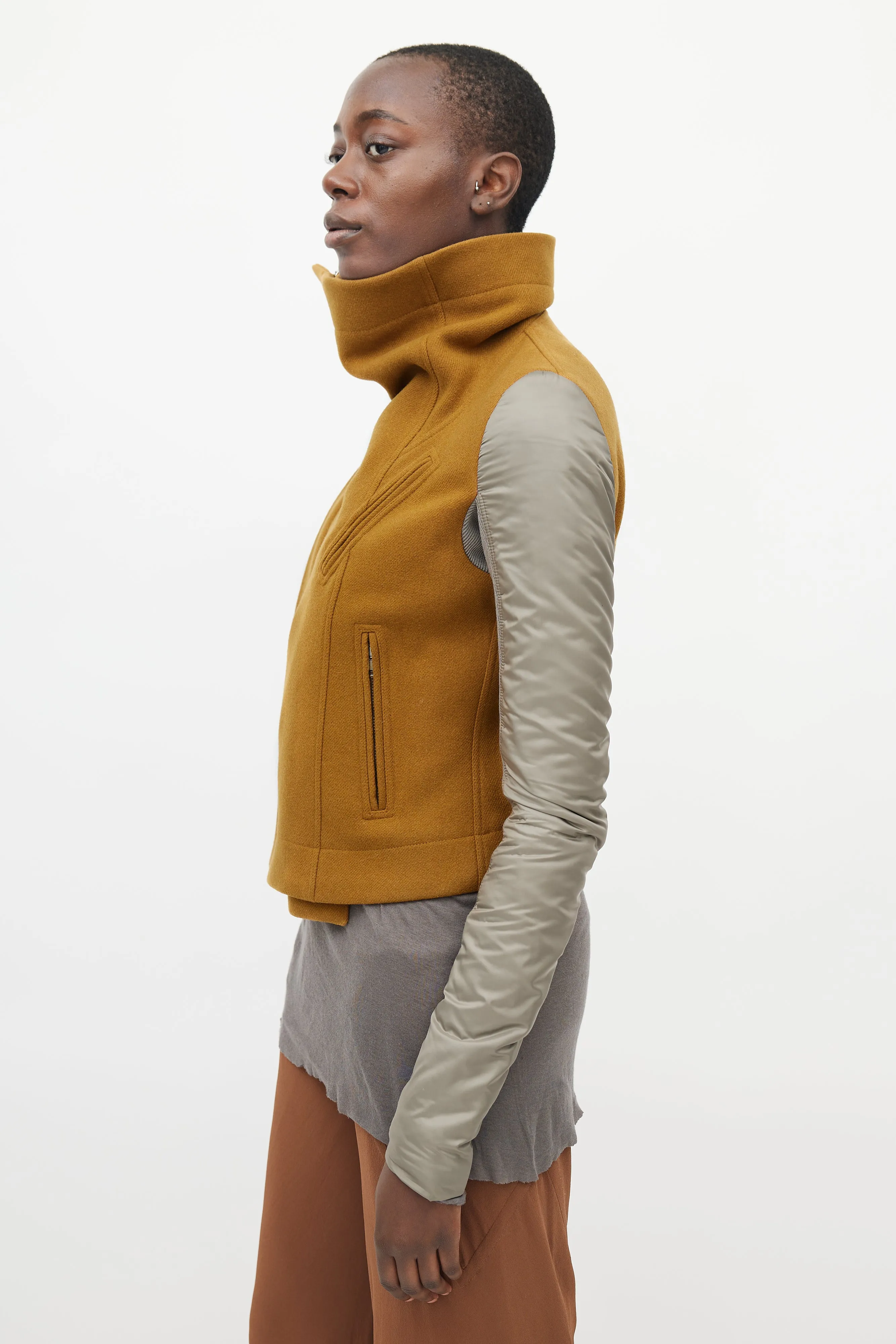 Brown & Taupe Wool Nylon Jacket