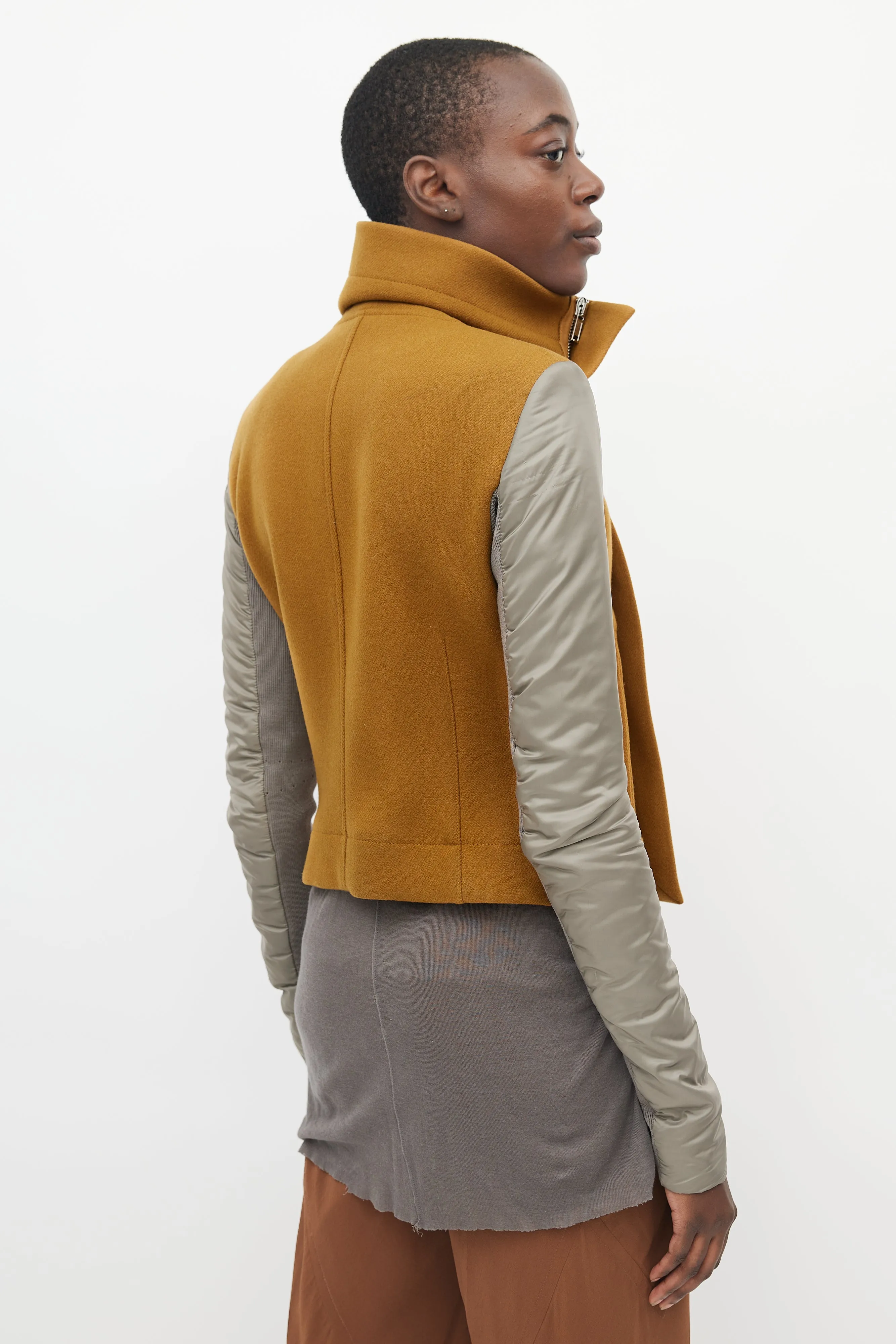Brown & Taupe Wool Nylon Jacket