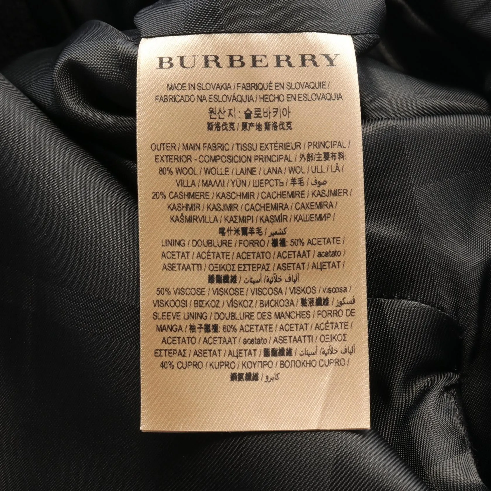 Burberry Wool Cashmere Outerwear Black