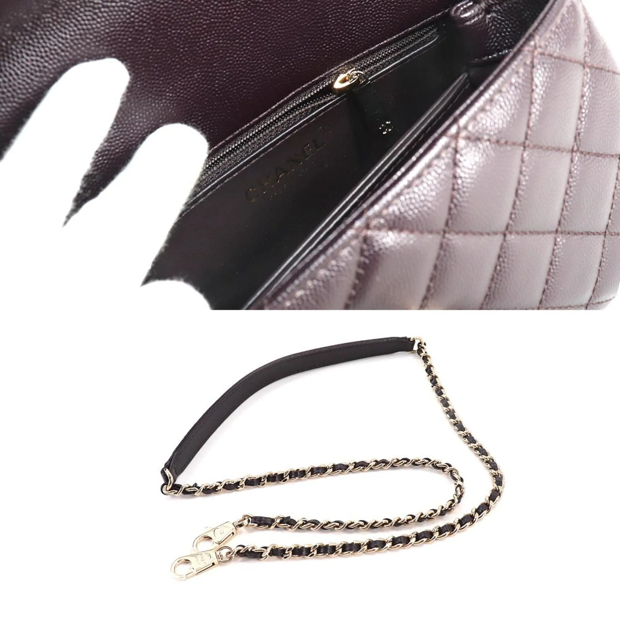 Chanel Coco Handle Matelasse 2way Hand Shoulder Bag Caviar Skin Leather Dark Brown A92990