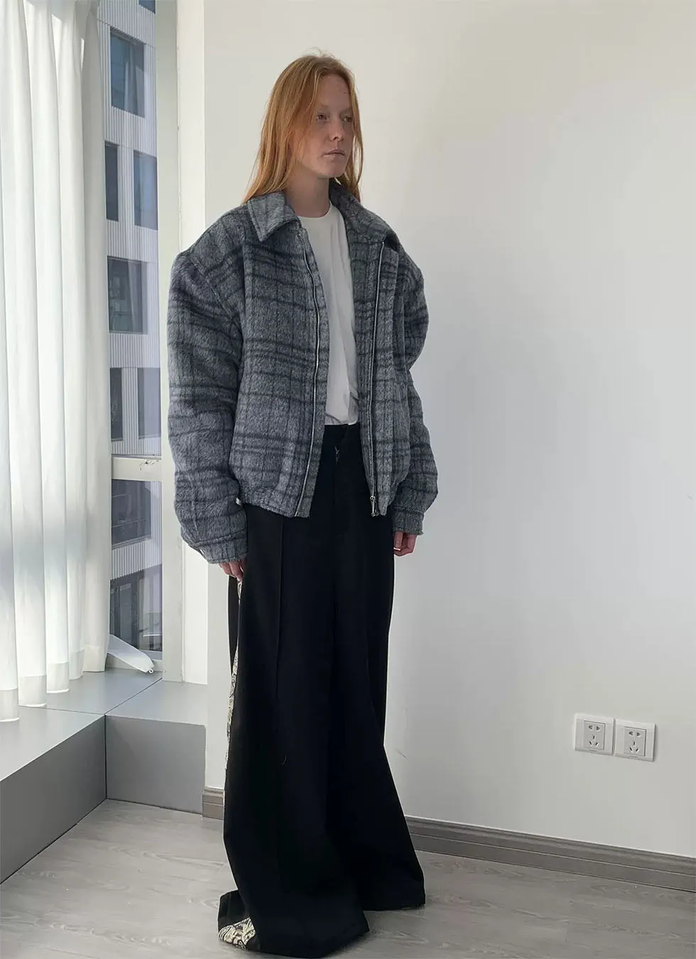 Checked Wool Cotton Jacket