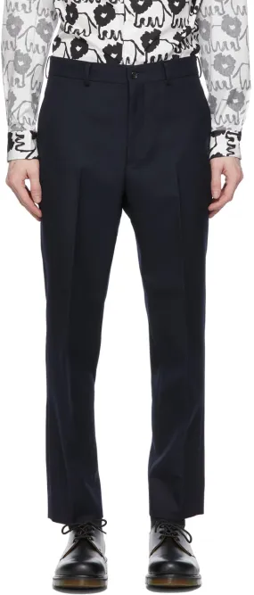 Comme des GarÃ§ons Homme Deux Navy Wool Serge Trousers