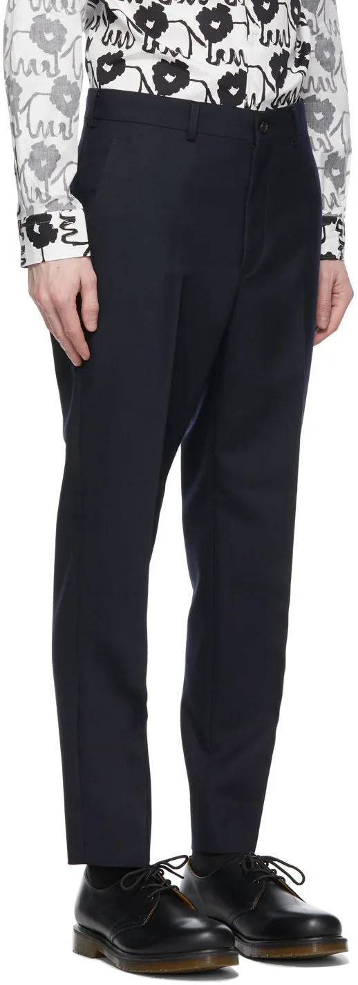 Comme des GarÃ§ons Homme Deux Navy Wool Serge Trousers