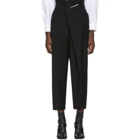 Enfold Black Wool Overlap Trousers