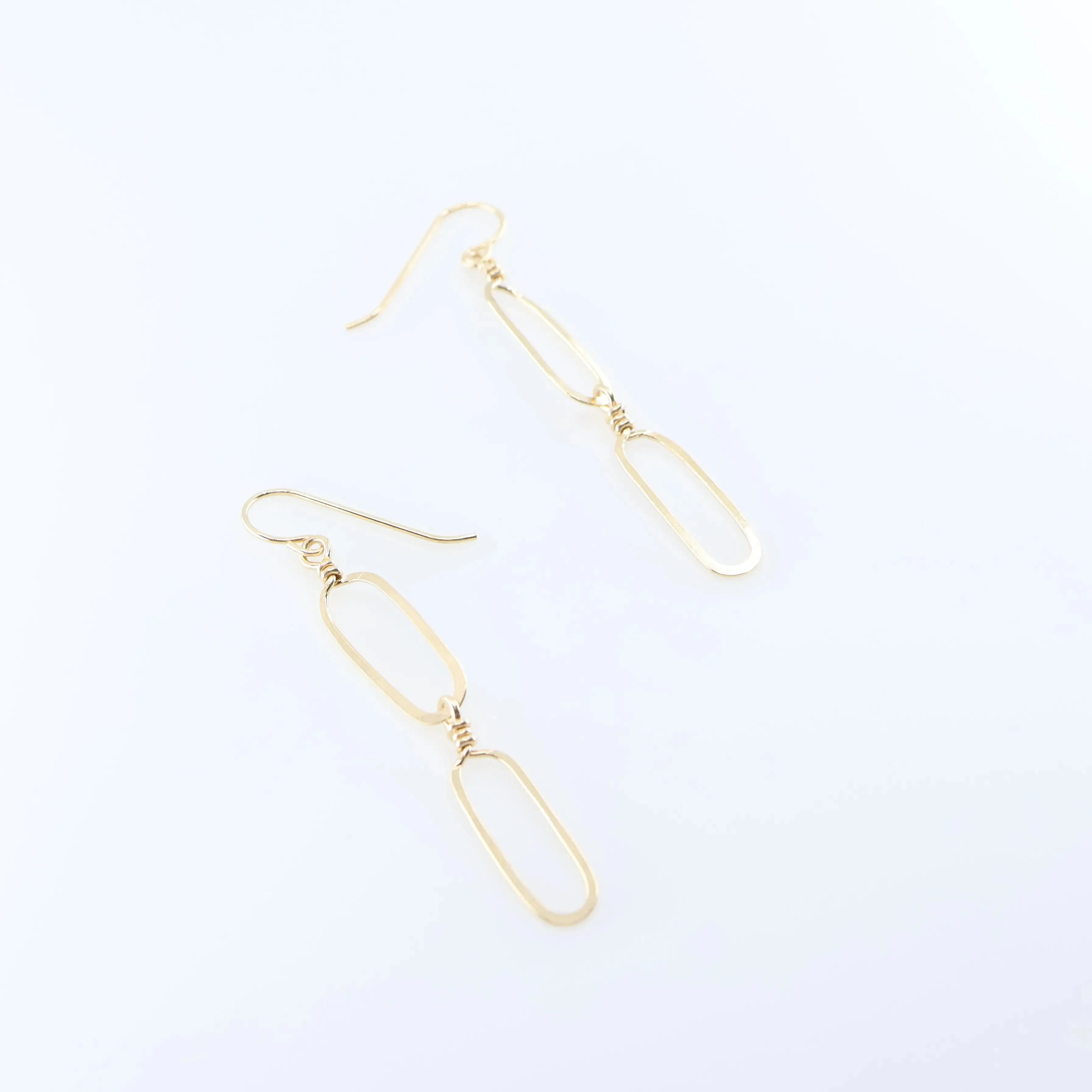 Forged Double Paperclip Link Earrings