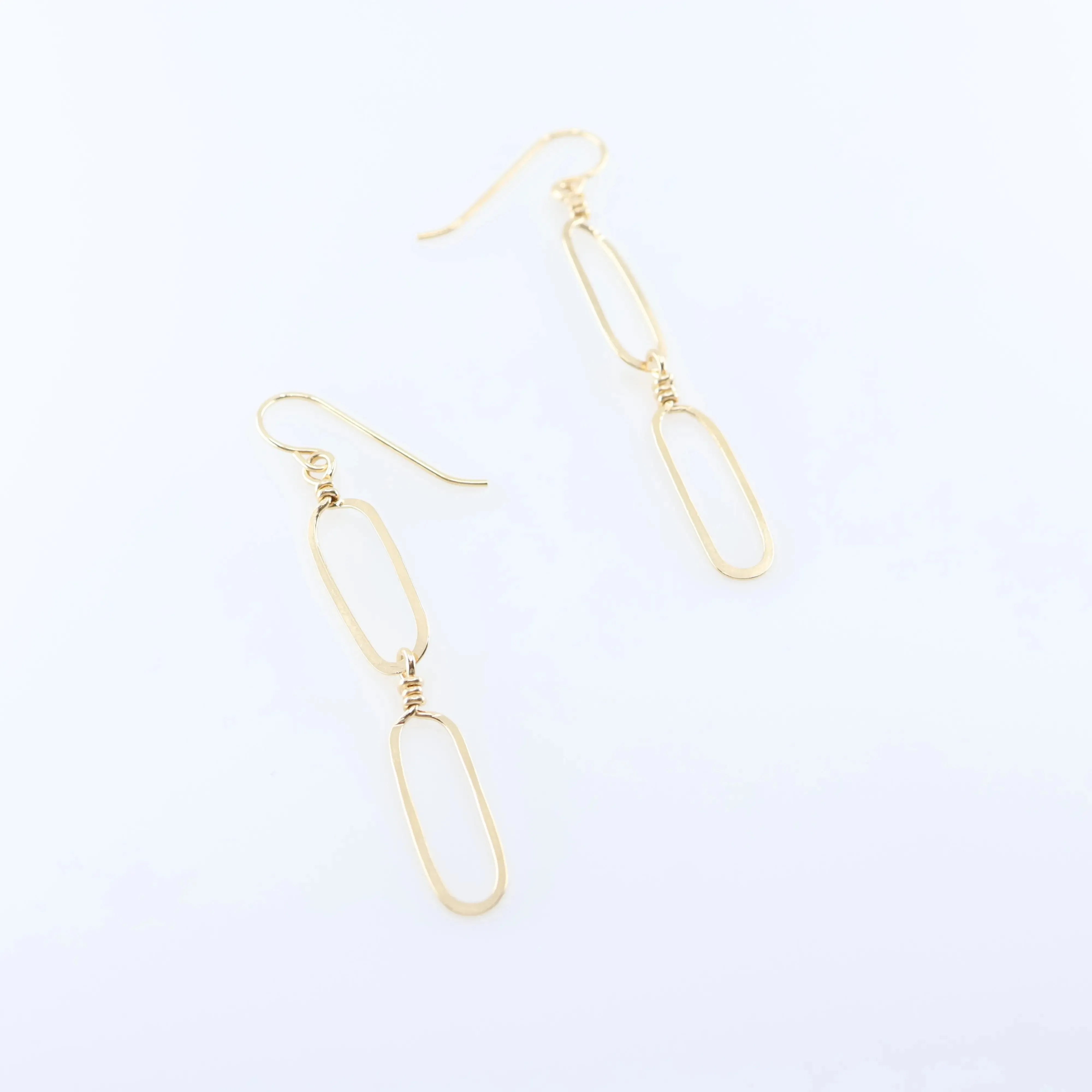 Forged Double Paperclip Link Earrings