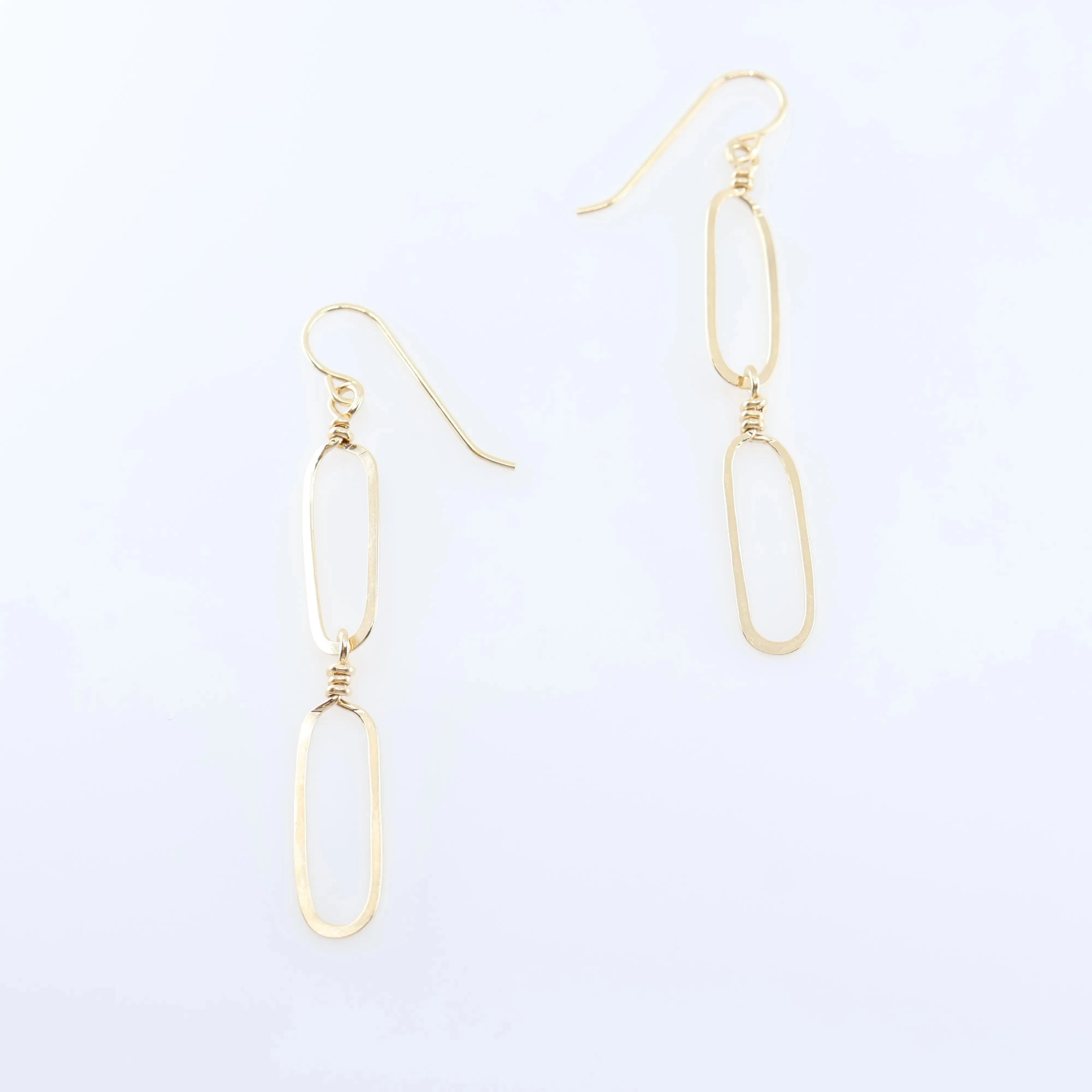 Forged Double Paperclip Link Earrings
