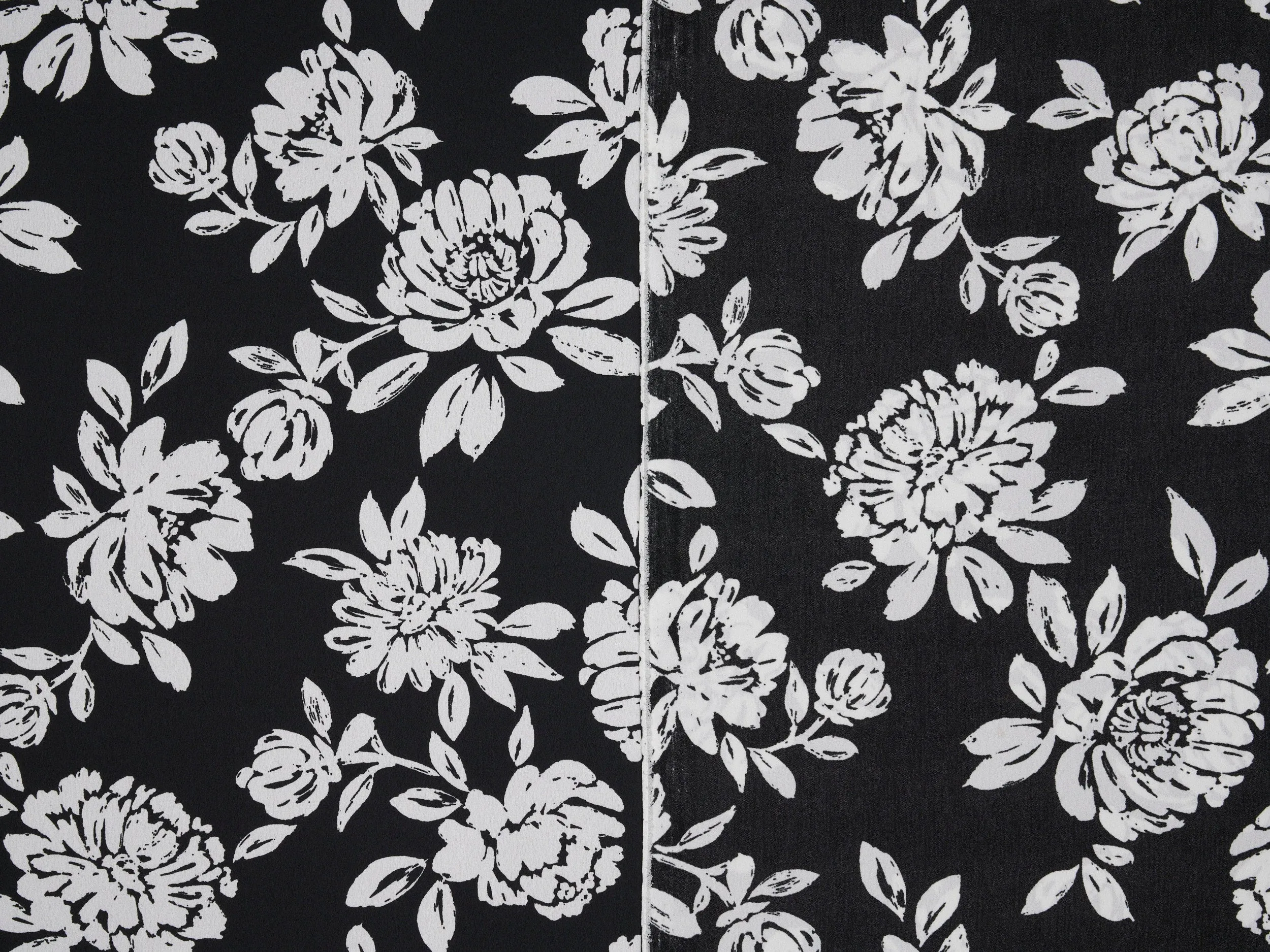Lightweight  satin  dobby fabric -  Black and white   print
