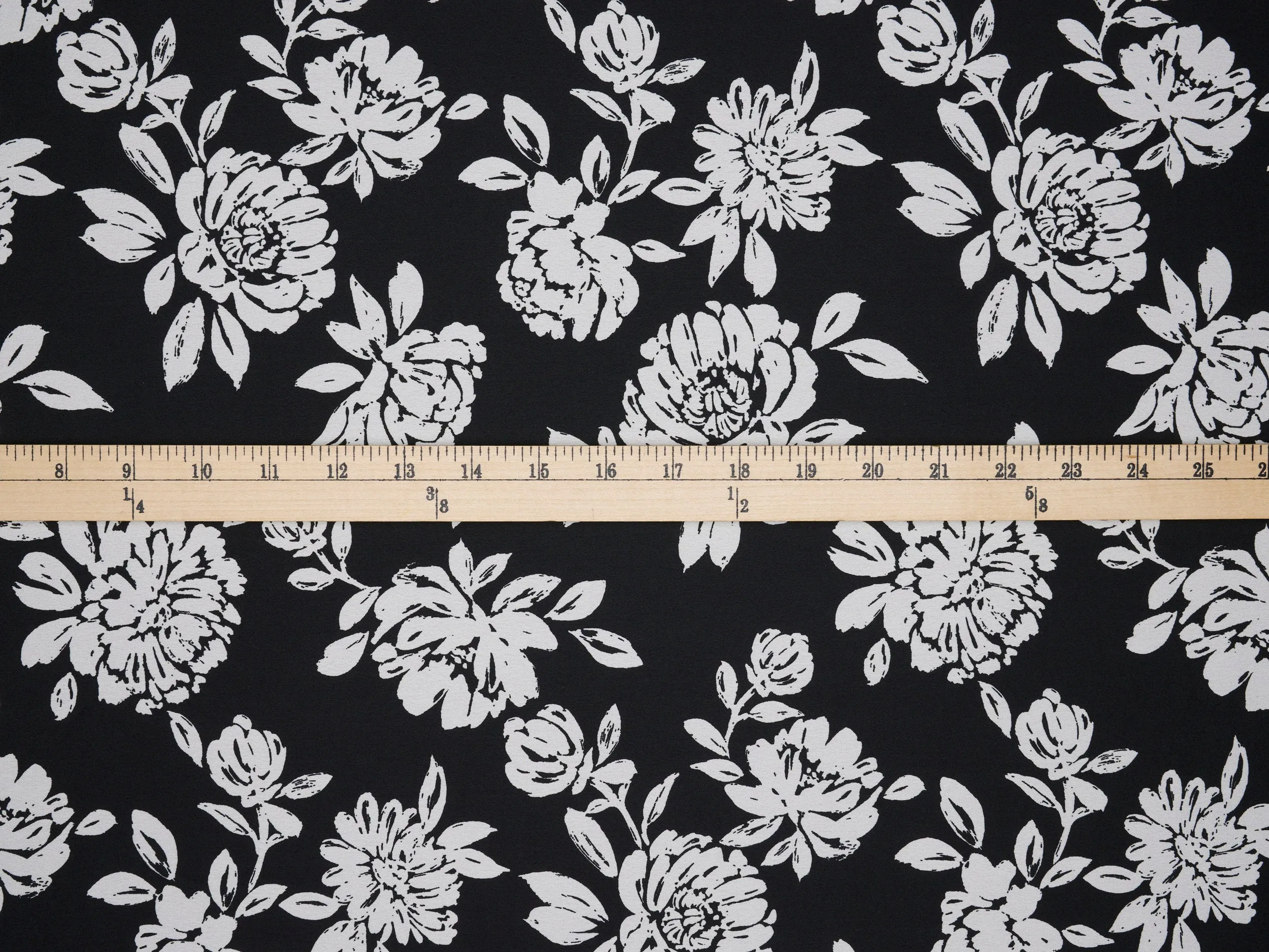 Lightweight  satin  dobby fabric -  Black and white   print