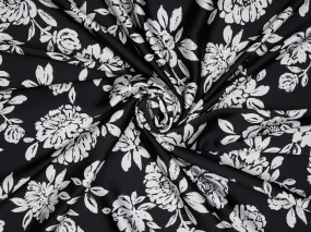Lightweight  satin  dobby fabric -  Black and white   print