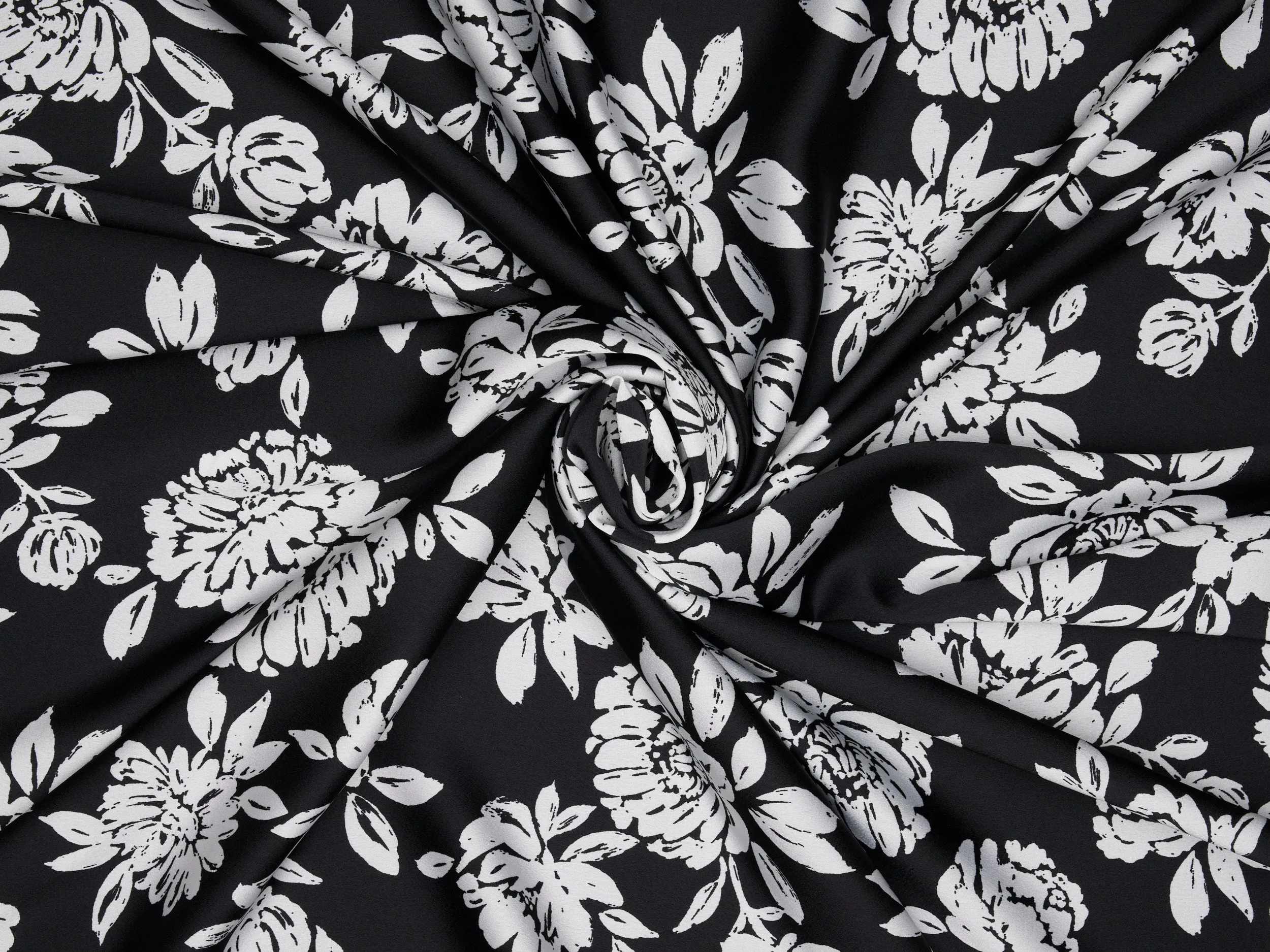 Lightweight  satin  dobby fabric -  Black and white   print