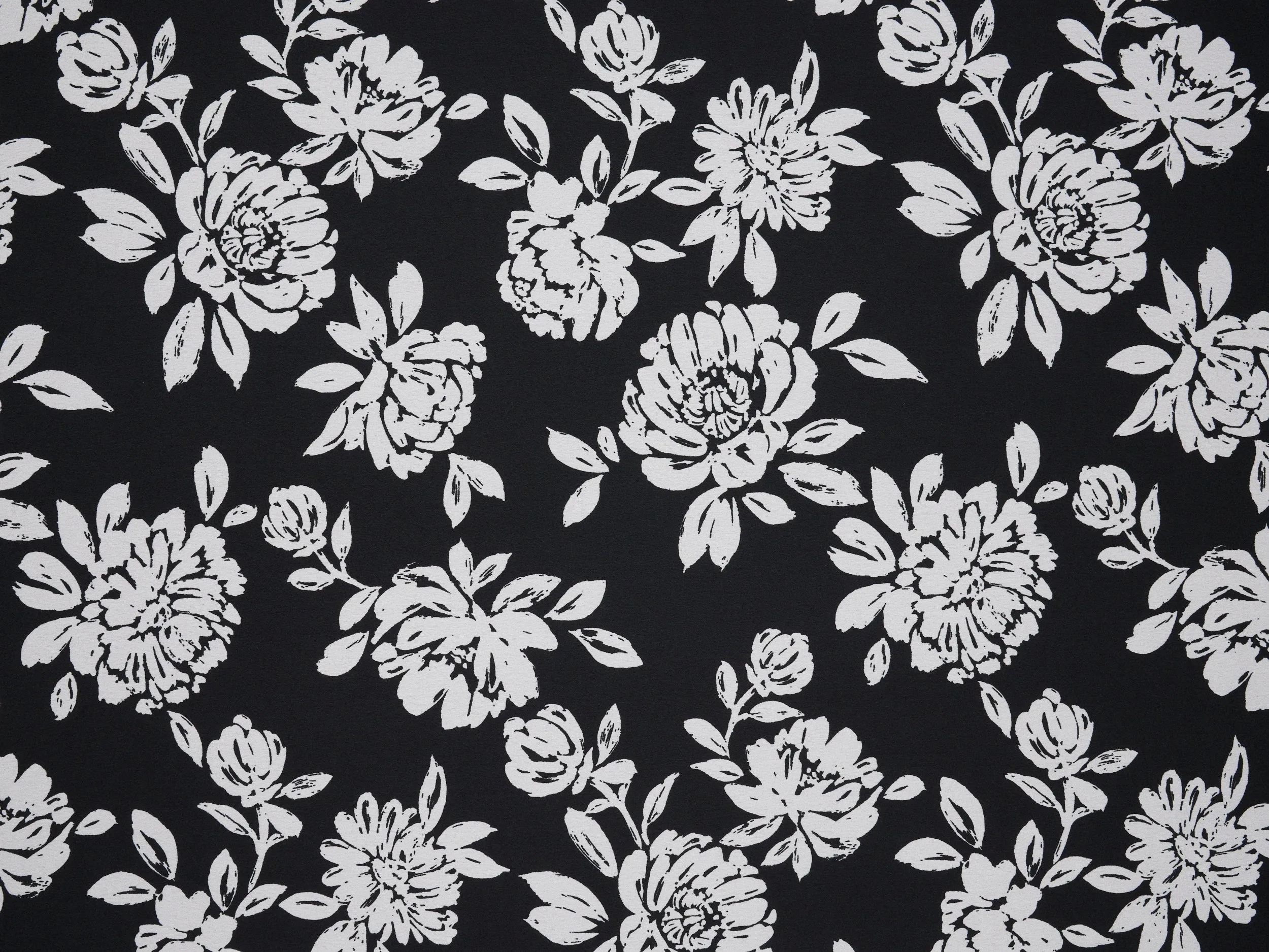 Lightweight  satin  dobby fabric -  Black and white   print