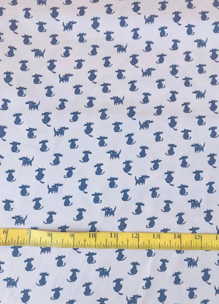 Lightweight  satin fabric by the yard - Dusty pink with gray cats