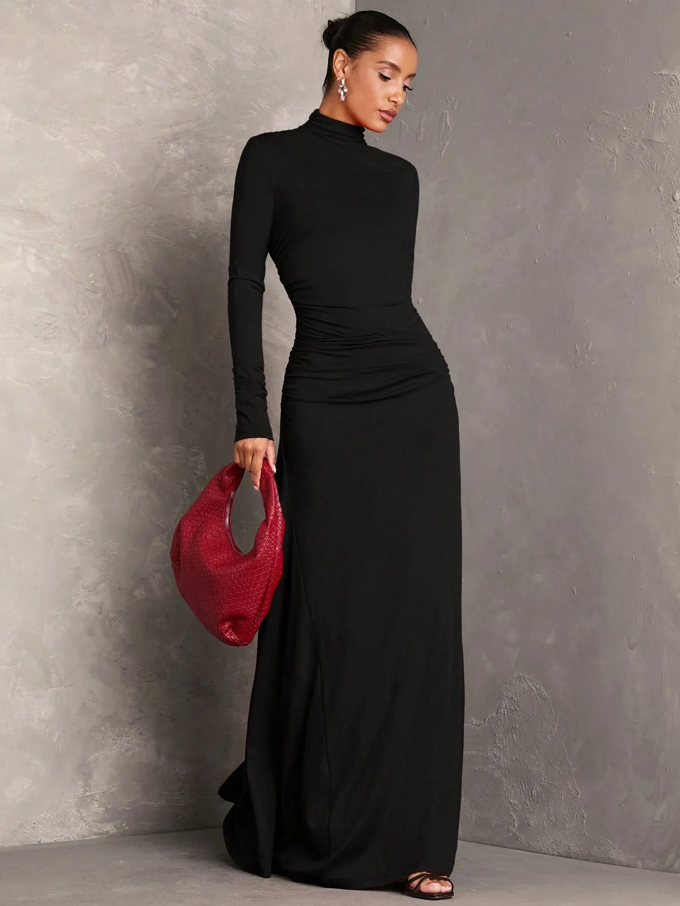 Long Sleeve Pleated Dress