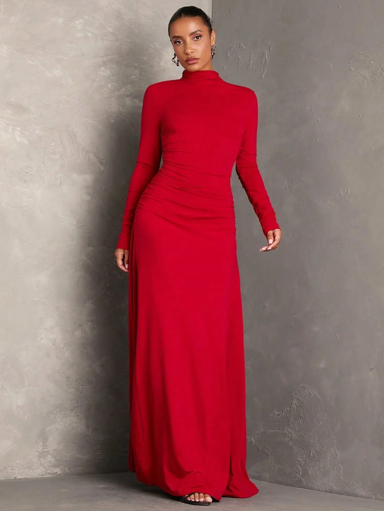 Long Sleeve Pleated Dress