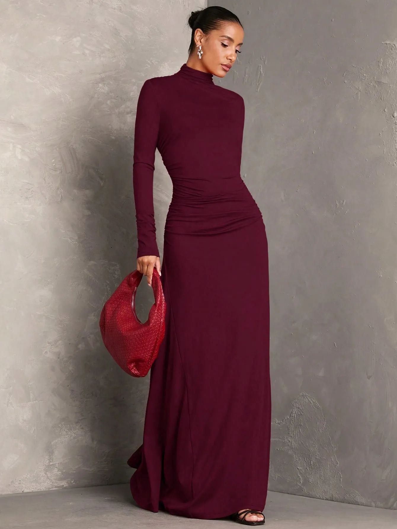 Long Sleeve Pleated Dress