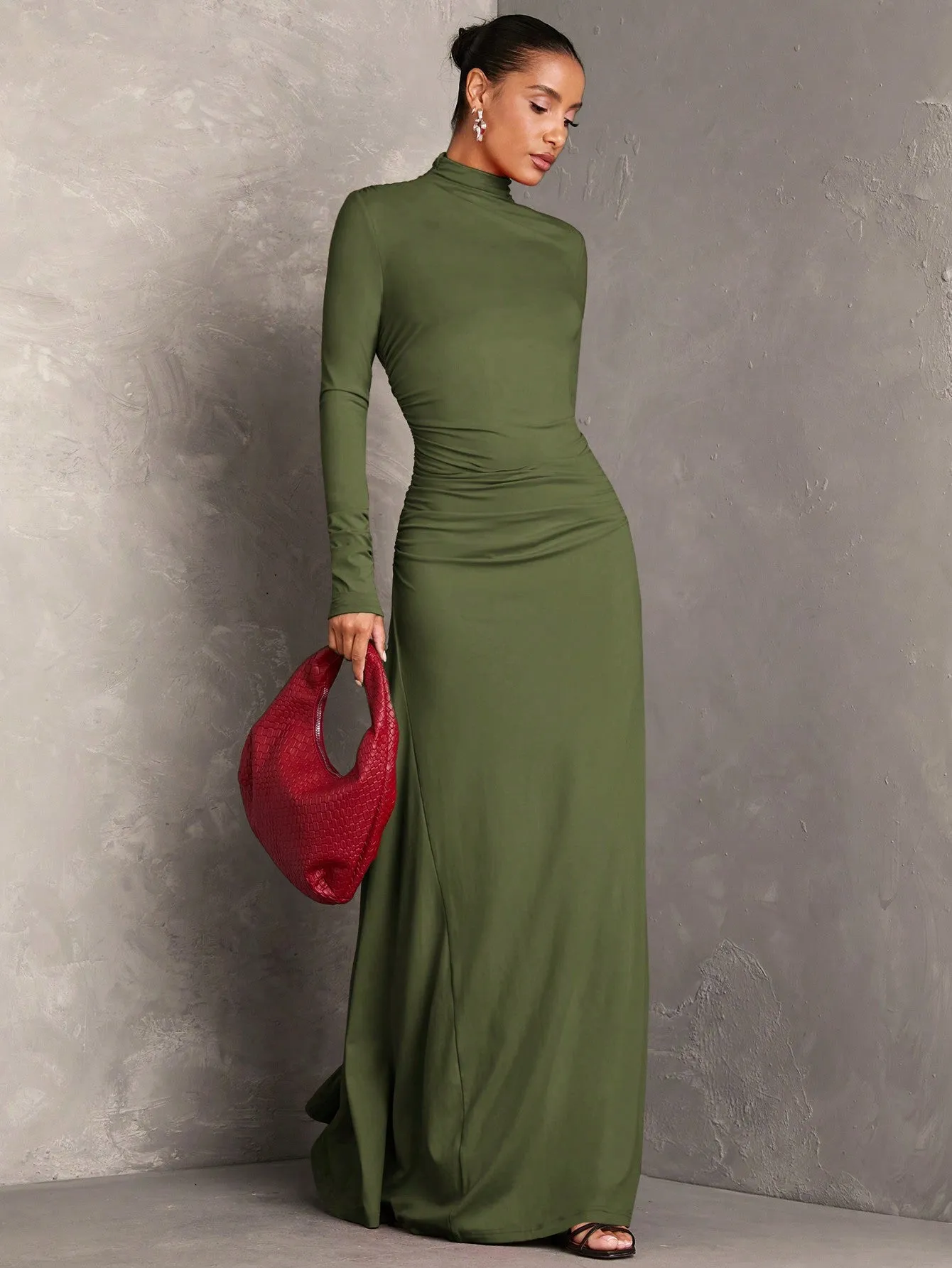 Long Sleeve Pleated Dress