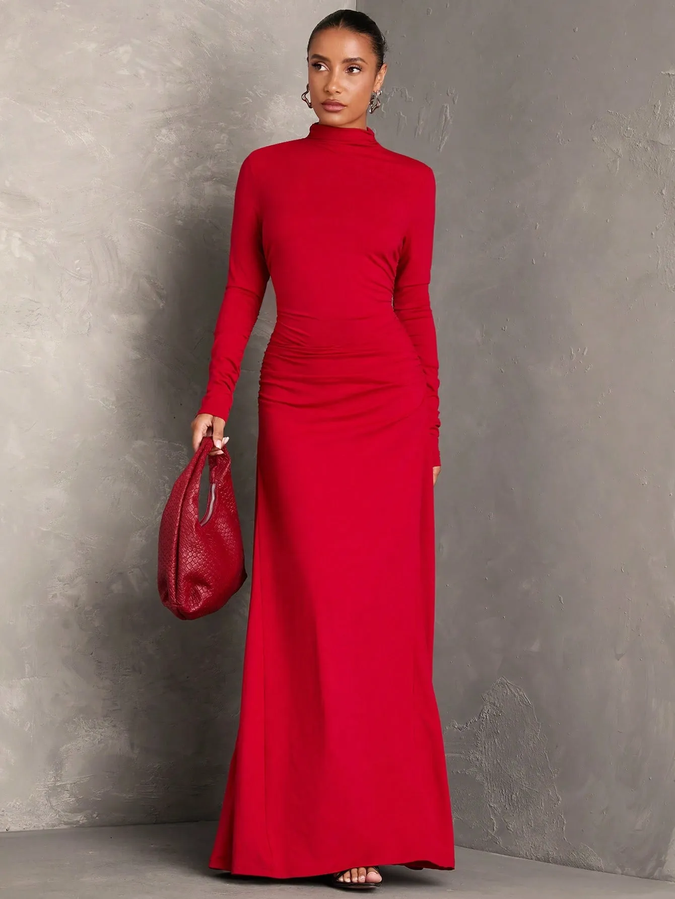 Long Sleeve Pleated Dress