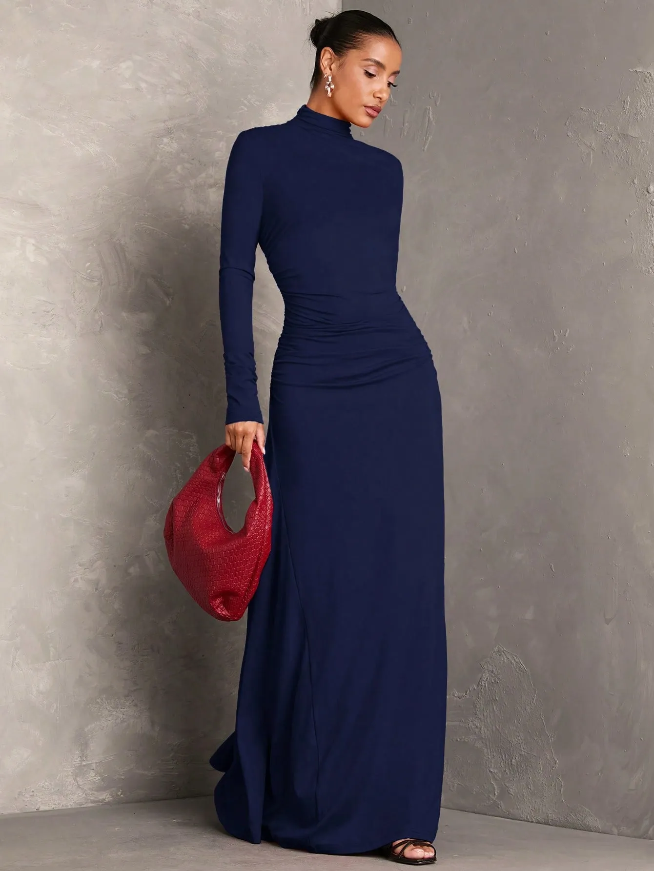 Long Sleeve Pleated Dress