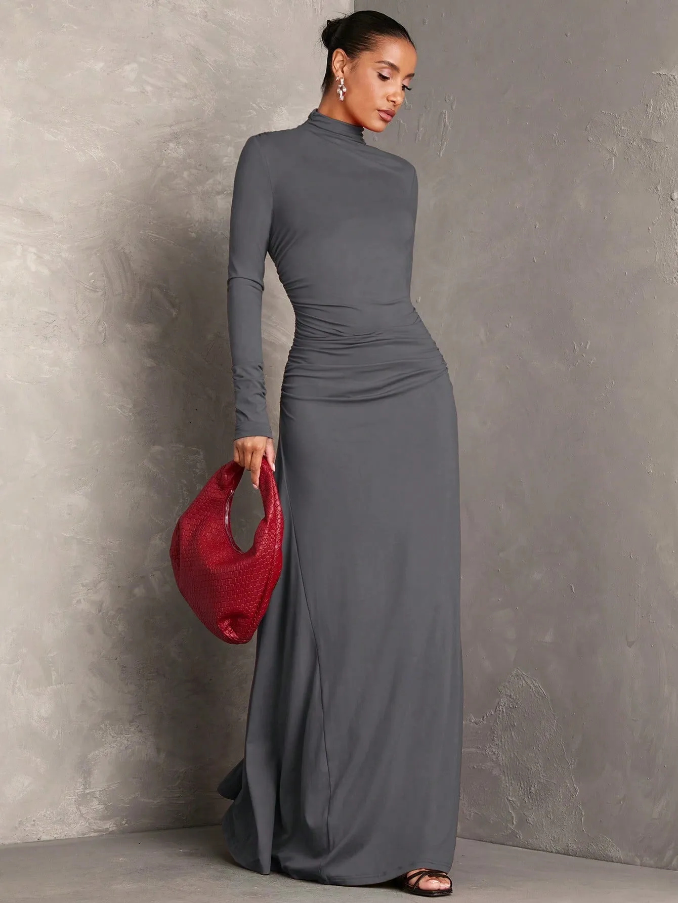 Long Sleeve Pleated Dress