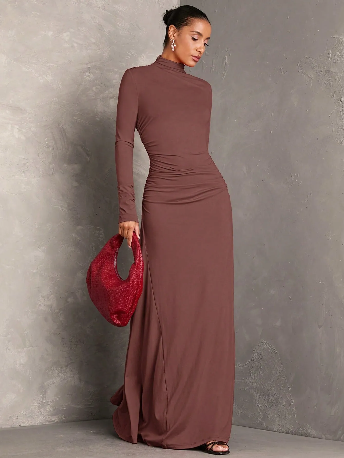 Long Sleeve Pleated Dress