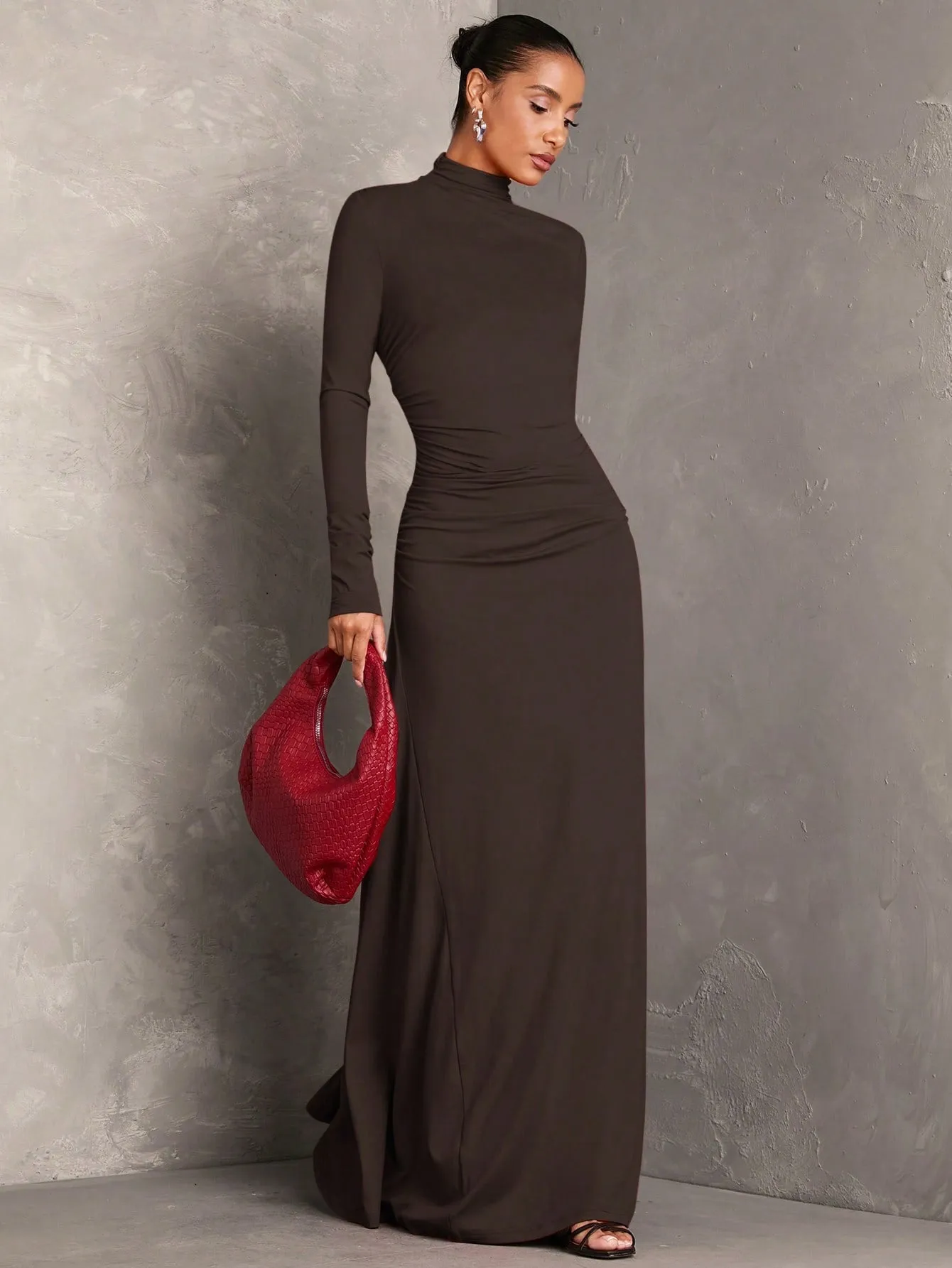 Long Sleeve Pleated Dress