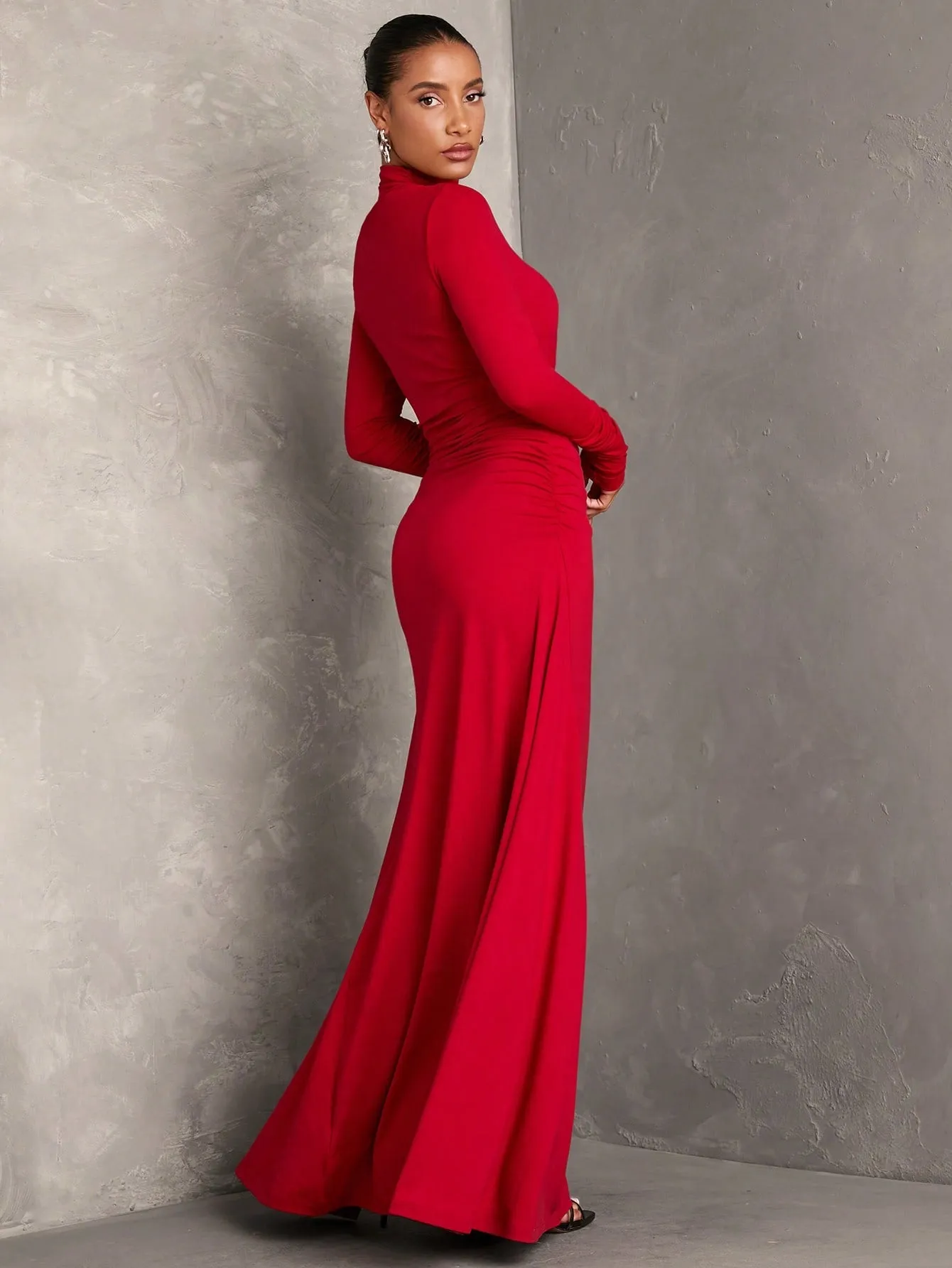 Long Sleeve Pleated Dress