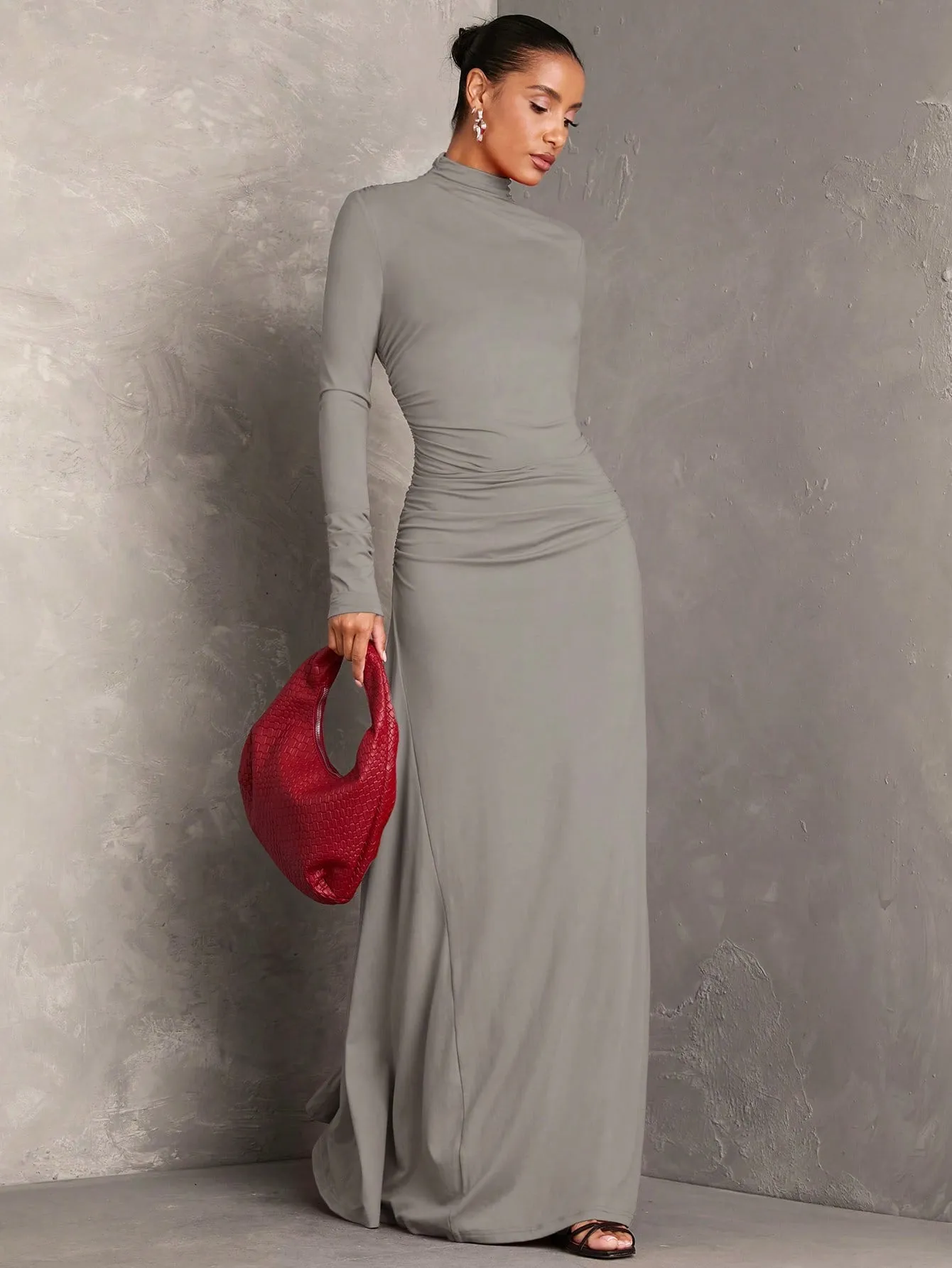 Long Sleeve Pleated Dress