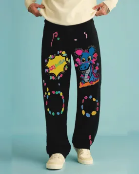 Men's Black Cotton Pant - Baby Dino(*)
