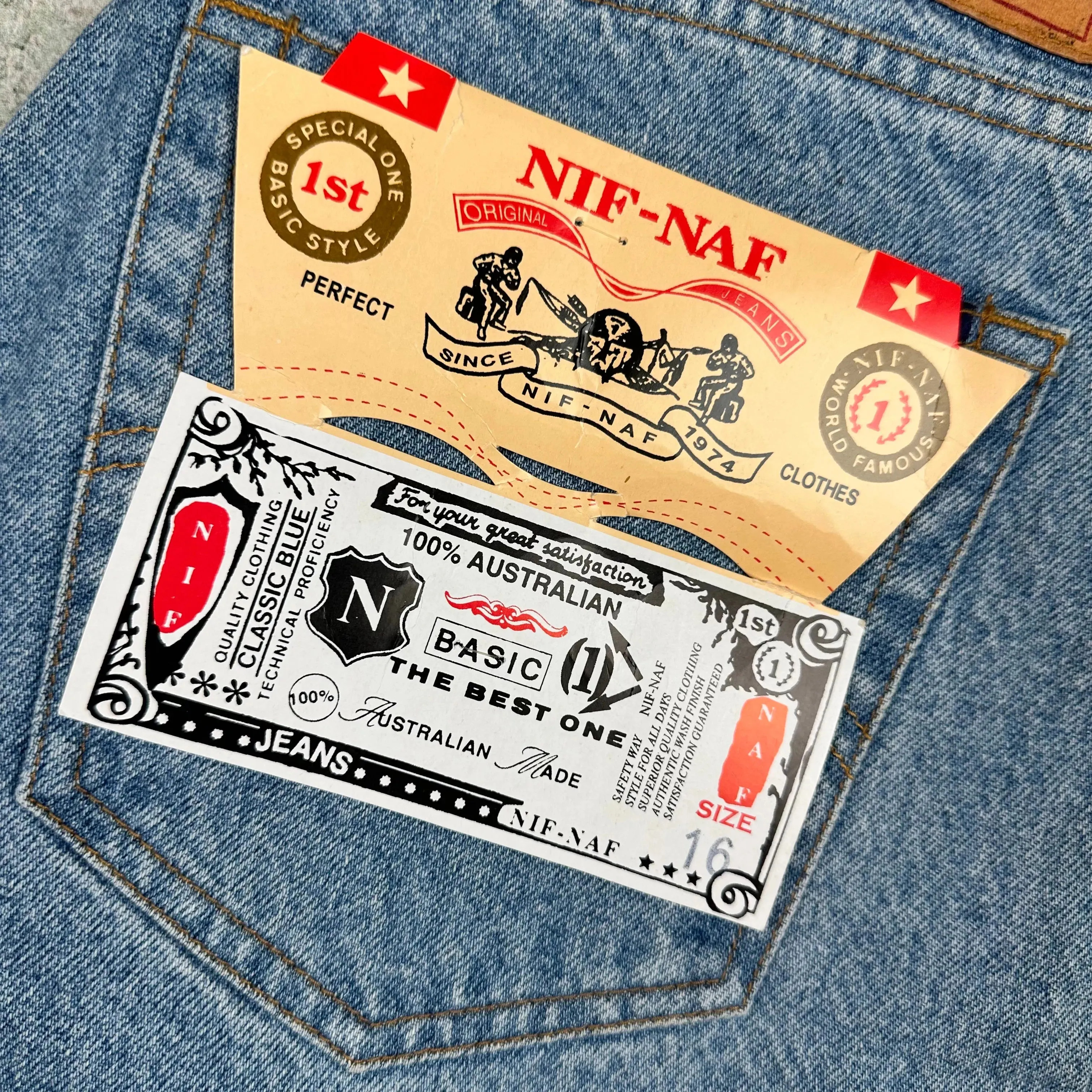 NWT - NIF NAF Deadstock Australian Made Vintage 1980's Classic Jeans- Size 16