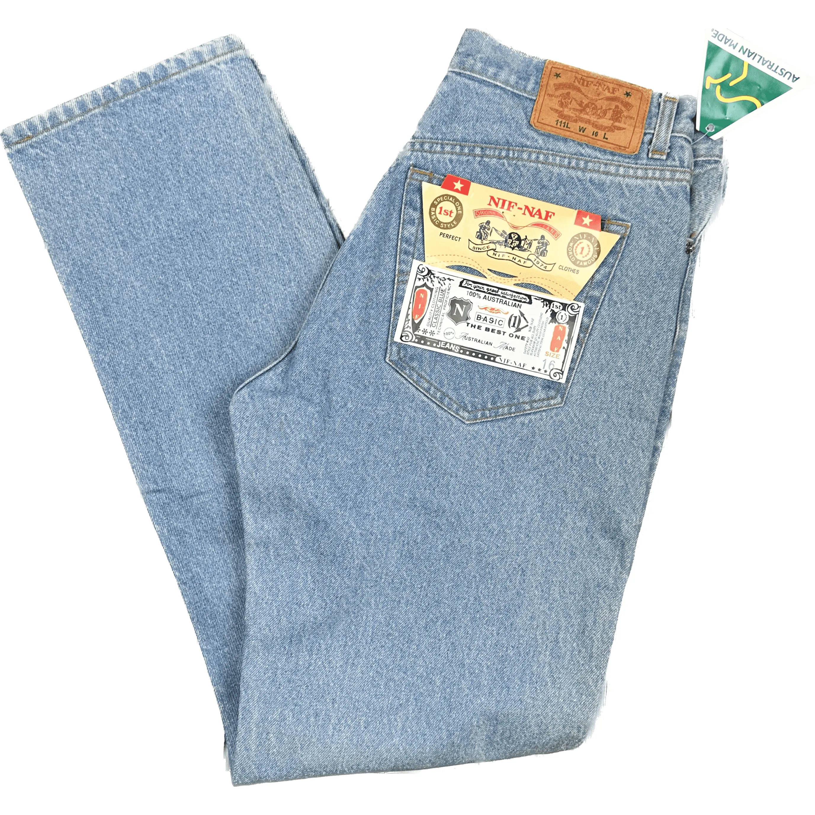 NWT - NIF NAF Deadstock Australian Made Vintage 1980's Classic Jeans- Size 16