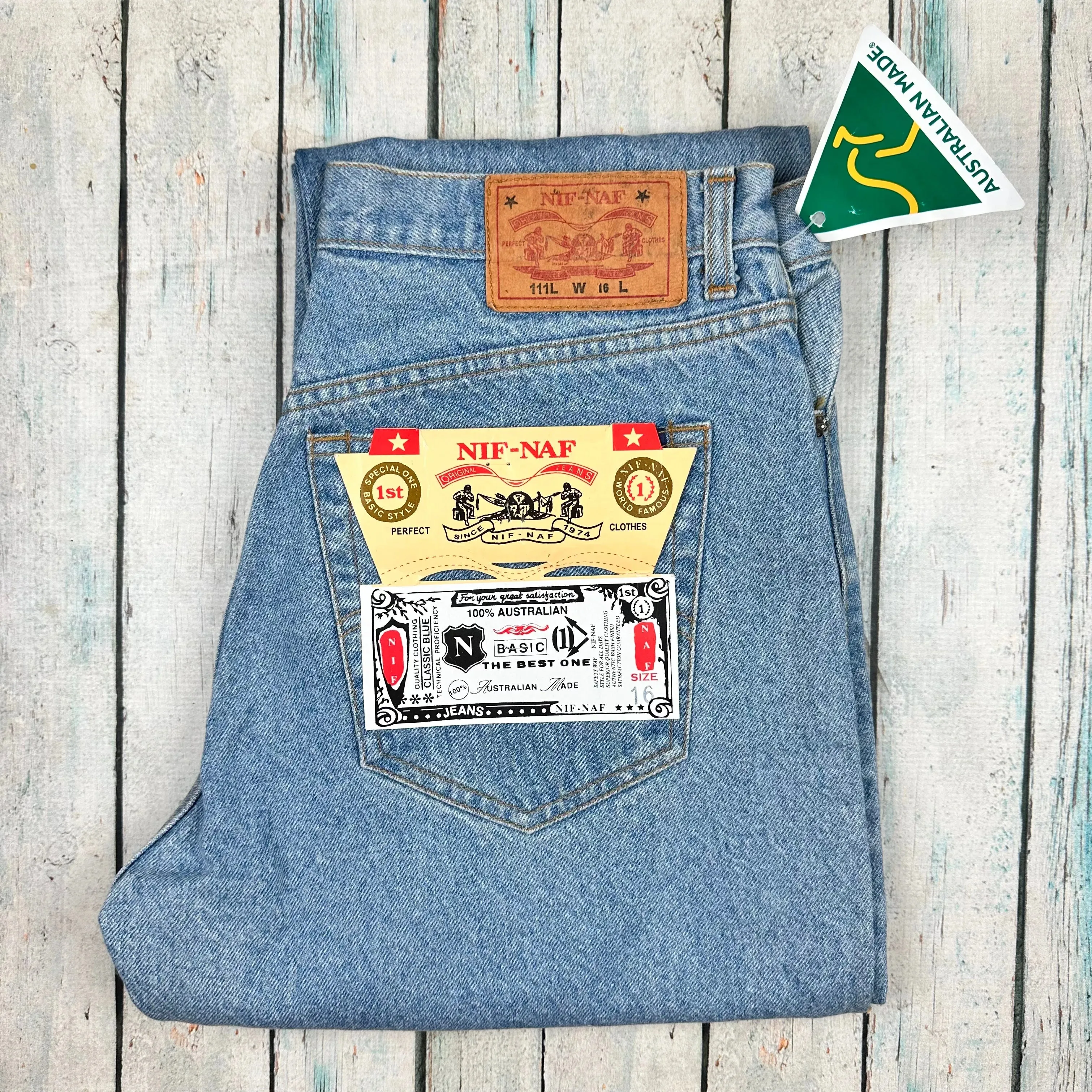NWT - NIF NAF Deadstock Australian Made Vintage 1980's Classic Jeans- Size 16