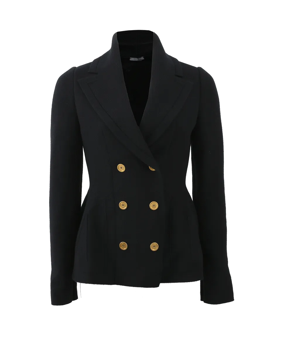 Peplum Knit Double Breasted Blazer