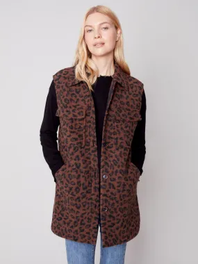 Printed Boiled Wool Vest - Animal