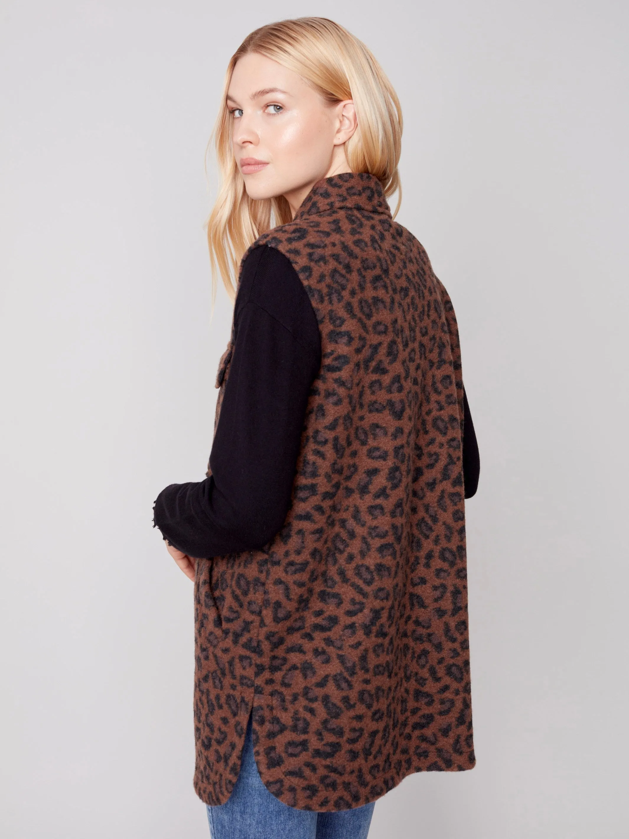 Printed Boiled Wool Vest - Animal